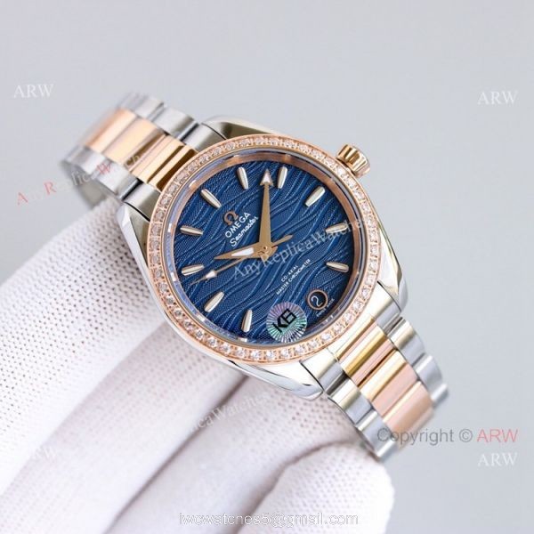 Ladies Omega Constellation 34 Two Tone Rose Gold Watch With Diamonds High Copy 5
