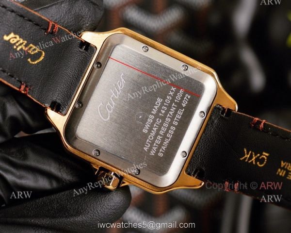 Replica Cartier Santos Yellow Gold White Dial Watch With Diamonds For Men And Women 5