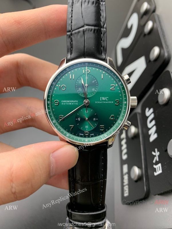 YL Fatcory Swiss Replica IWC Portugieser Green Dial 7750 Watch 5