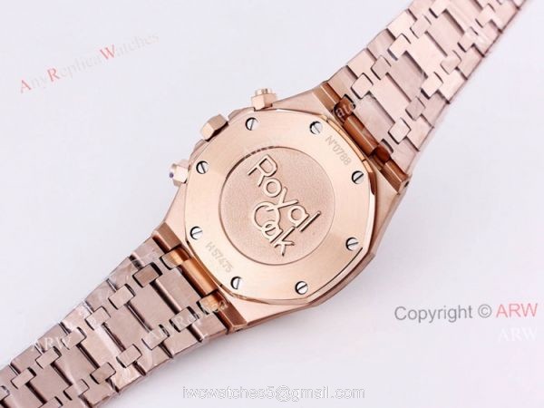 New Frosted Audemars Piguet Rose Gold Royal Oak 41mm Rainbow Diamond Watch Replica 5