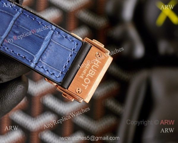 Copy Hublot Classic Fusion Hollow Rose Gold Iced Out Watches 5