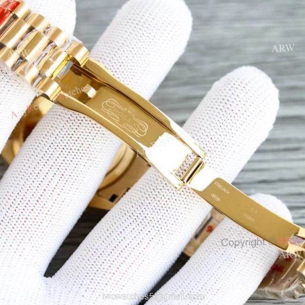 New Yellow Gold Rolex Day Date 36mm Turquoise Roman Dial M128238-0071 Replica Watch 5