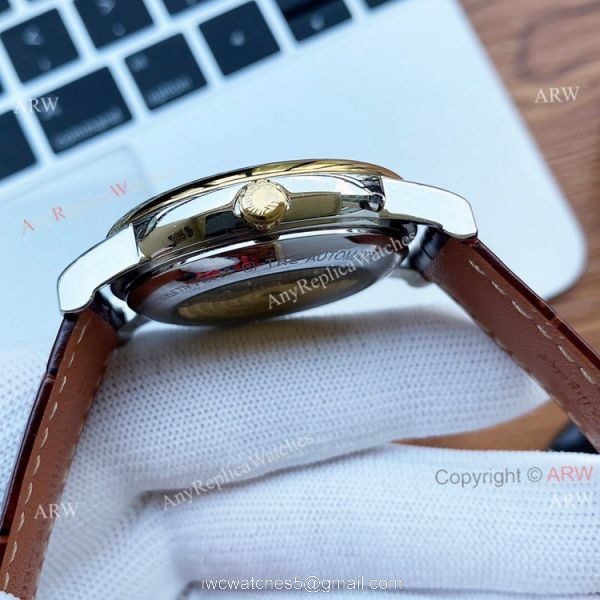 40mm Longines Automatic Watch White Dial Brown Leather Strap High Copy 5