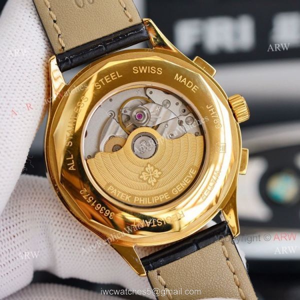 Swiss Replica Patek Philippe Moonphase Gold Grand Complications 9100 Automatic Watch White Face 5