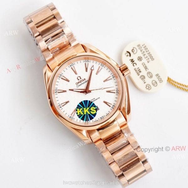 New Omega Aqua Terra 150m Black Dial Two Tone Rose Gold Automatic Copy Watch 41 5