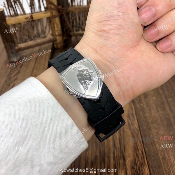 Replica Lamborghini 124bbr Spyder Quartz Watch 47mm Black Rubber Band 5