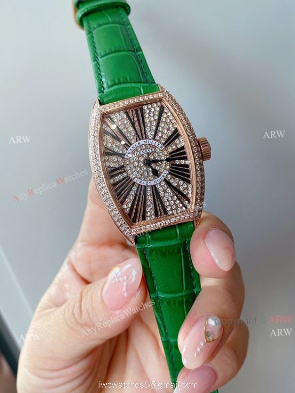 Iced Out Franck Muller Cintree Curvex Rose Gold Ladies Watch With Diamonds Best Copy 5