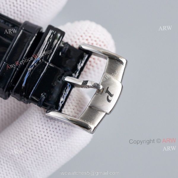 Asia 2824 Piaget Altiplano Black Dial Black Leather Strap Knockoff Watch With Diamond Bezel 5