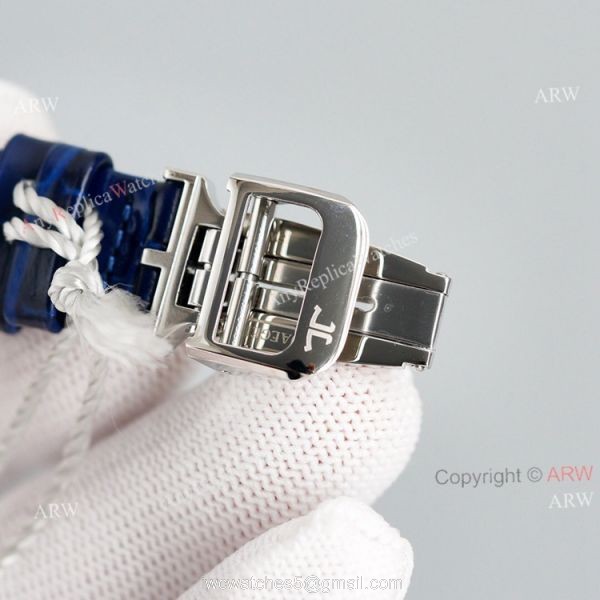 Best Copy White Face Jaeger Lecoultre Rendez-Vous Ladies Watch With Diamonds Blue Leather Strap 5