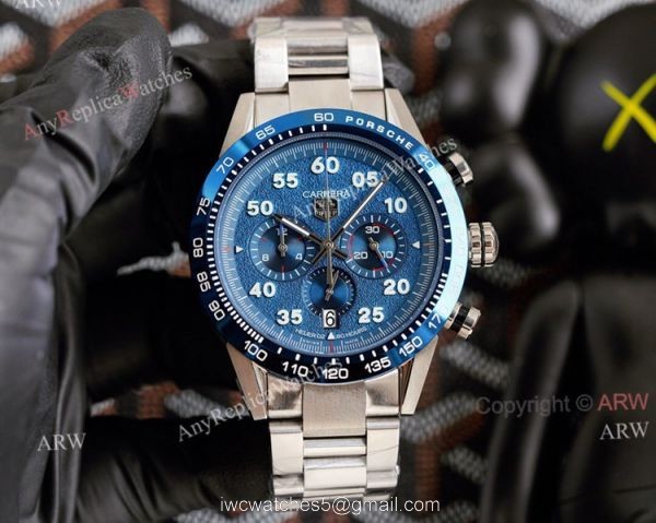 New Tag Heuer Carrera Blue Dial 44mm Tag Heuer Carrera Porsche Chronograph Special Edition Replica Watches 5