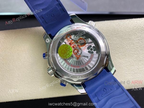 New OM Factory Omega Seamaster Diver 300m Grey Dial Blue Rubber Strap Replica Watch For Men 5