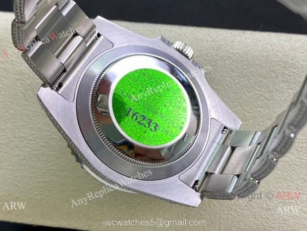 Swiss Replica Rolex Submariner 2836 Iced Out Watch 904L Stainless Steel Green Face 40mm 5