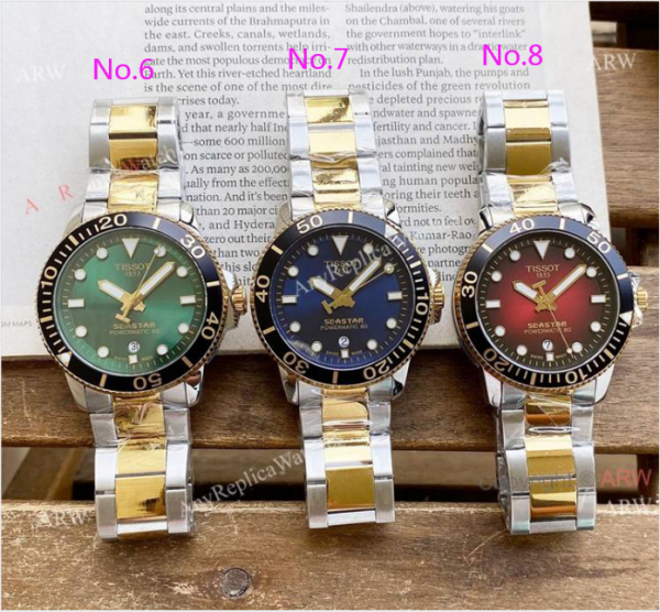 New 45mm Tissot Seastar Black Face Black Rubber Strap Swiss Quality Replica Watch 5