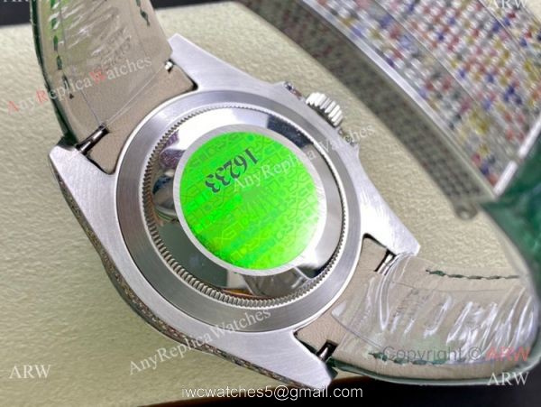 Swiss Quality Copy Rolex Submariner Green Limited Edition Watch Rainbow Bezel 5