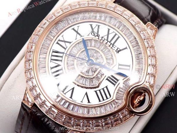 Best Replica 42mm Cartier Ballon Bleu Rose Gold Watch With Diamonds 5