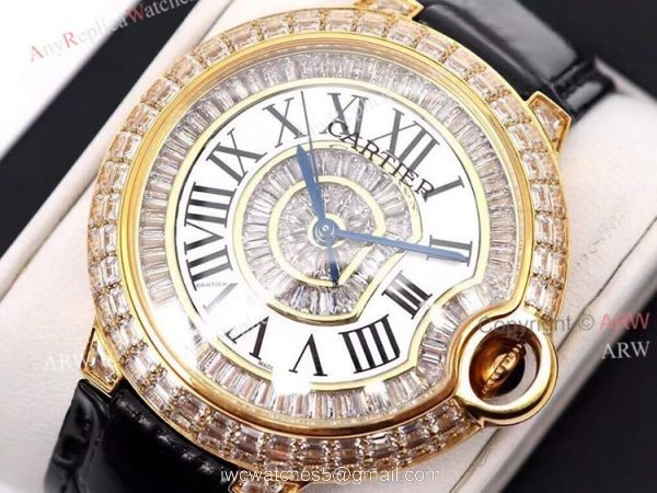 Replica Cartier Ballon Bleu 42mm Gold Watch With Diamonds 5