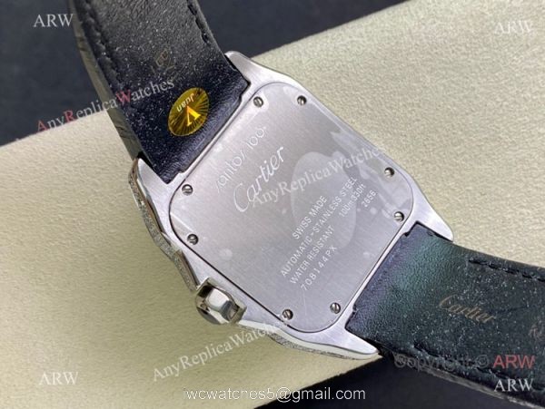 Swiss Quality Iced Out Cartier Santos De Watch Sapphire Crystal 5