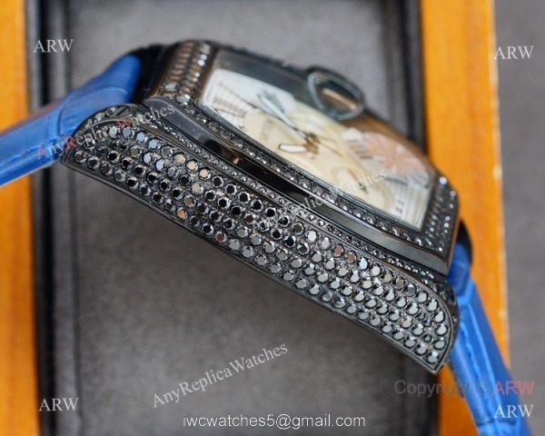 Iced Out Cartier Roadster All Black Watches Leather Strap 5