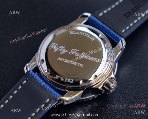 JH Replica Blancpain Fifty Fathoms Swiss Watch Blue Bezel Grey Dial 45mm 5