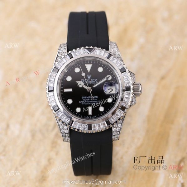 Swiss Quality Rolex Submariner Citizen 8215 Watch Black Dial Rubber B Strap 5