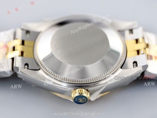 EWF Replica Rolex Datejust Two Tone Jubilee Watch Grey Dial With Diamonds VI Markers 5