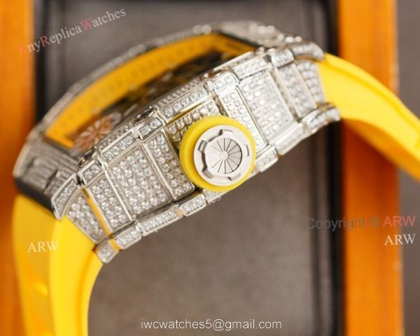 (RM Factory) Clone Richard Mille RM035-01 Orange Rubber Strap Knockoff Watch With Diamonds 5