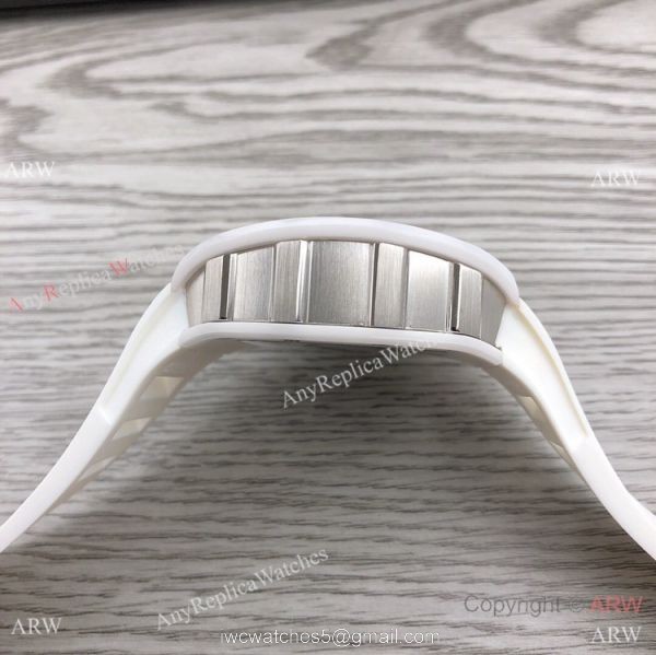 RM Factory Richard Mille RM055 White Ceramic Watch White Rubber Strap 5