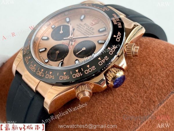 Copy Rolex Daytona A7750 Oysterflex Watch White Dial Rose Gold 5