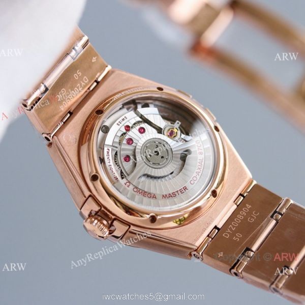 Swiss Copy Omega Constellation 8700 Automatic Watch 29mm Rose Gold Diamond 5