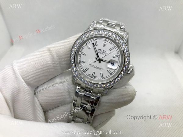 Swiss 2836 Rolex Pearlmaster Stainless Steel 34mm Replica Watch 5