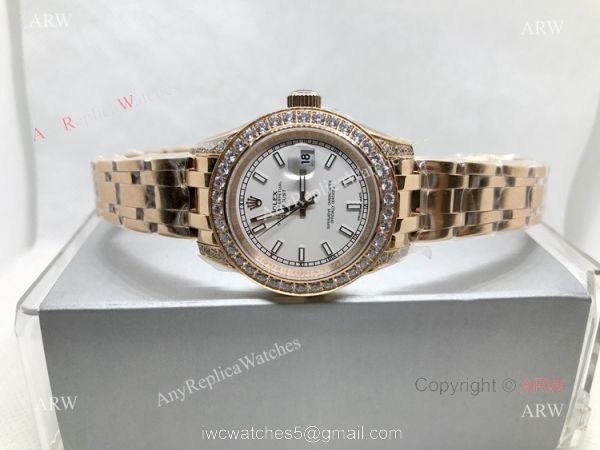 Swiss 2836 Rolex Pearlmaster Rose Gold 34mm Replica Watch 5