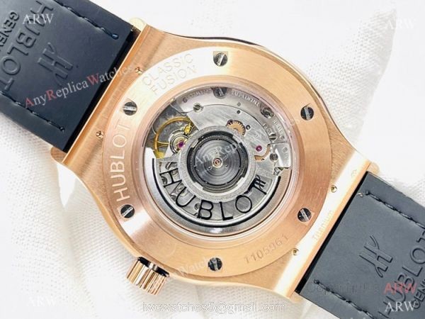 HB V3 version Hublot Classic Fusion Watch Iced Out Rose Gold Blue Dial Super Clone 5
