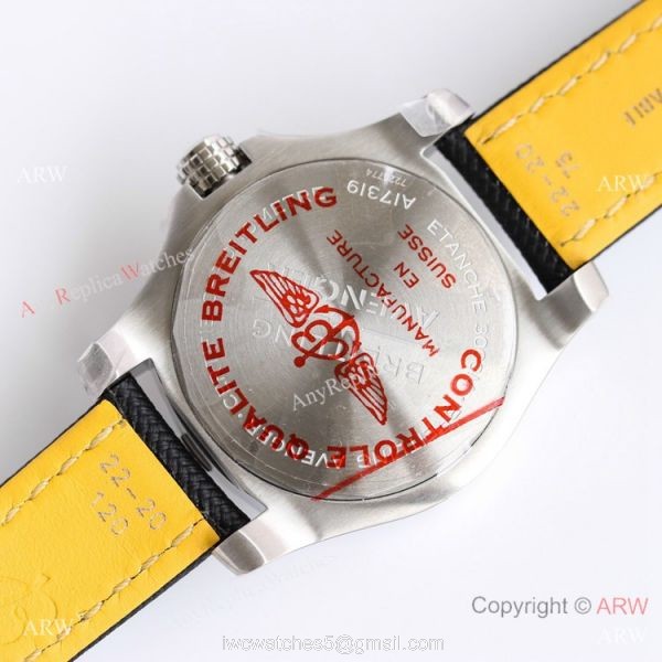(GF) Swiss Breitling Avenger Automatic 45 Seawolf Asia2824 Watch Yellow Dial Leather Strap 5