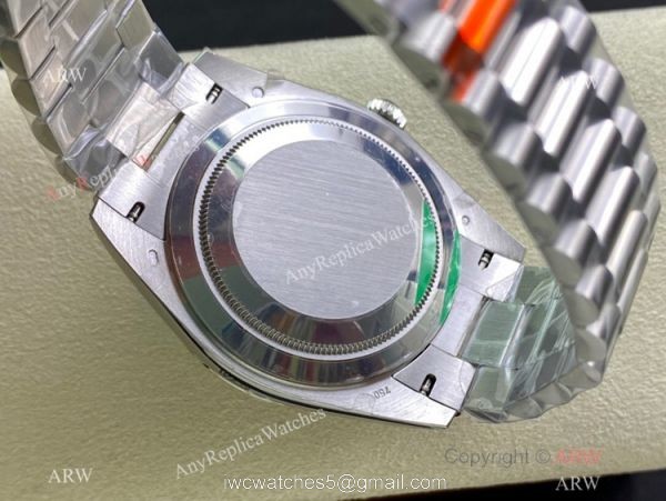 (EW)Rolex Day-Date 40mm 1:1 EWF V2 Swiss 3255 Copy Watch Diamond Markers Silver Presidential bracelet 5