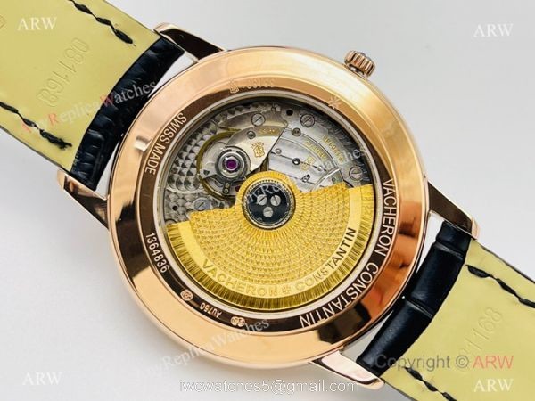 2021 New! MK Factory V4 Vacheron Constantin Patrimony Replica Watch Rose Gold Black Dial 40mm 5