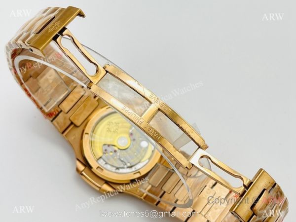 PFF Factory V4 Patek Philippe Nautilus Replica Watch Swiss 9015 Rose Gold Brown Dial 5
