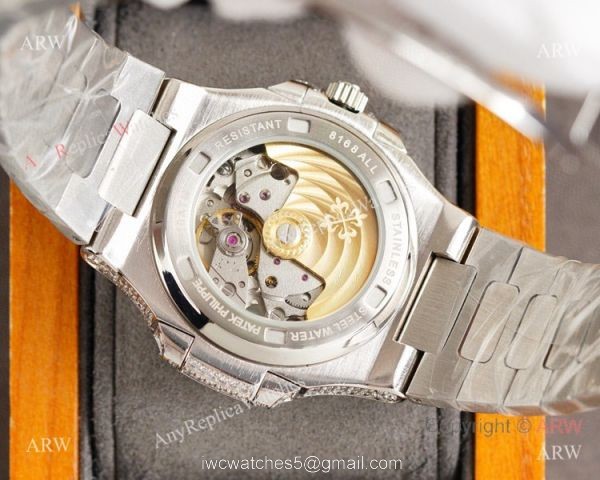 AAA Grade Iced Out Patek Philippe Nautilus Swiss 9015 Watch Full Diamond 5