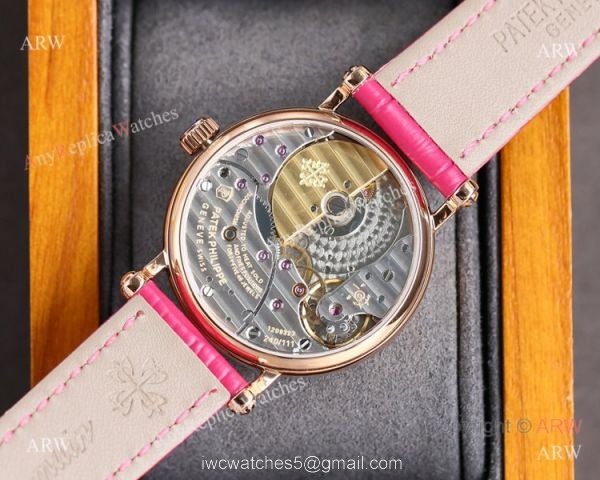 Swiss Patek Philippe Calatrava Ultra-Thin Automatic Lady Watch Rose Gold White Dial 5