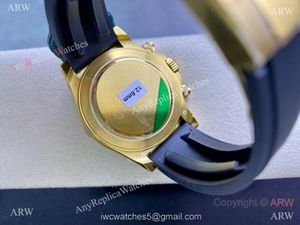 Swiss Copy Rolex Daytona Asia7750 Men Watch Champagne Dial Oysterflex Rubber Strap 5