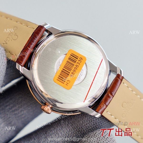 Swiss Quality Copy Omega De Ville Co-Axial Watch 8215 Movement Chocolate Dial Leather Strap 5