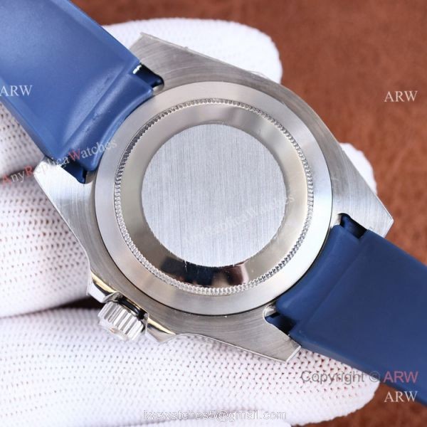 Swiss Quality Rolex Submariner Date Watch Citizen 8215 Blue Oysterflex Rubber Band 5