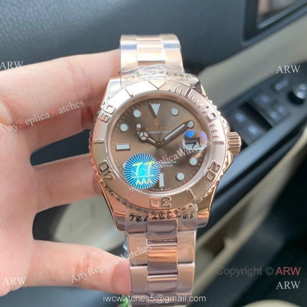 Swiss Quality Rolex Yachtmaster Citizen 8215 Watch 904l Rose Gold Chocolate Dial 5