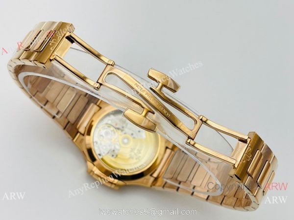 3K Factory 1:1 Replica Patek Philippe Nautilus Rose Gold Ladies Diamond Watch 34mm 5