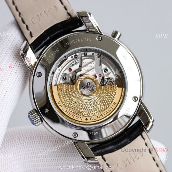 Swiss Copy Vacheron Constantin Malte Patrimony 31-Day Retrograde 47245 watch White Dial Leather Strap 5