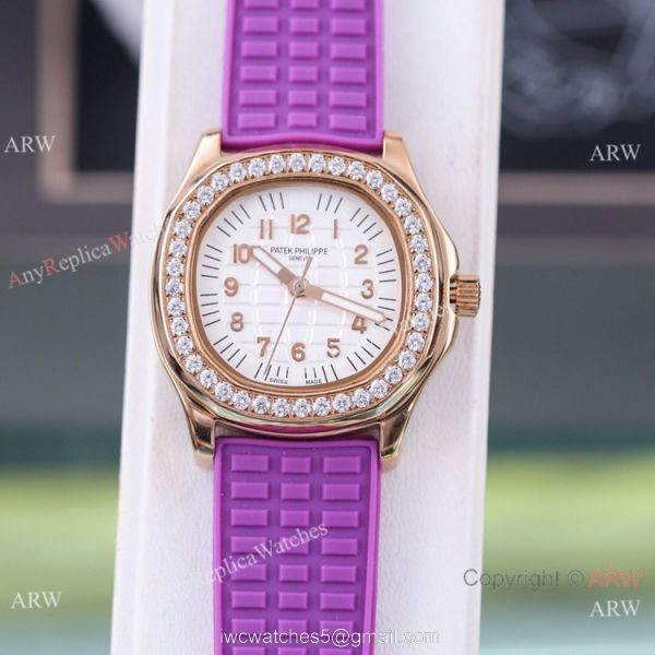 Best Replica Patek Philippe Aquanaut Lady Watches Diamond Bezel Chocolate Dial 5