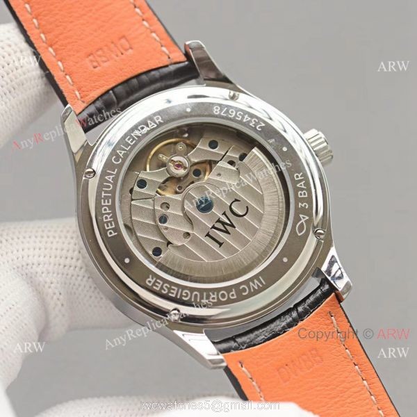 Top Replica IWC Portuguese Black Face 42 MM Men Moonphase Watch 5