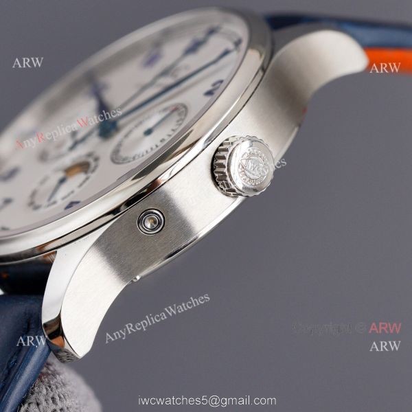 IWC Portuguese Moonphase 42MM Blue Face Arabic Leather Strap Watch 5