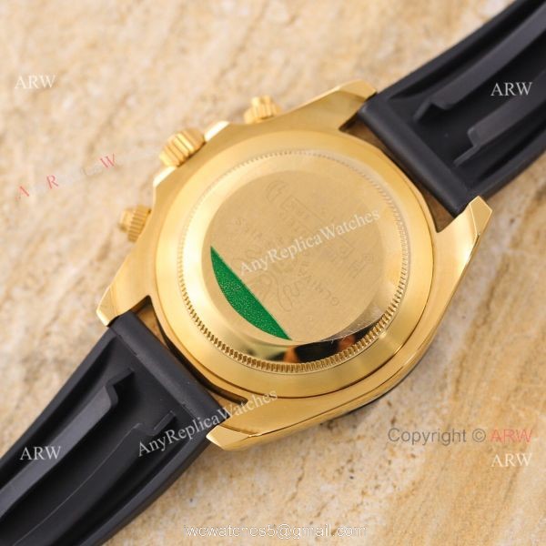 Knock-off V3 Rolex Daytona 43MM White Face Gold Case Rubber Strap Watch 5