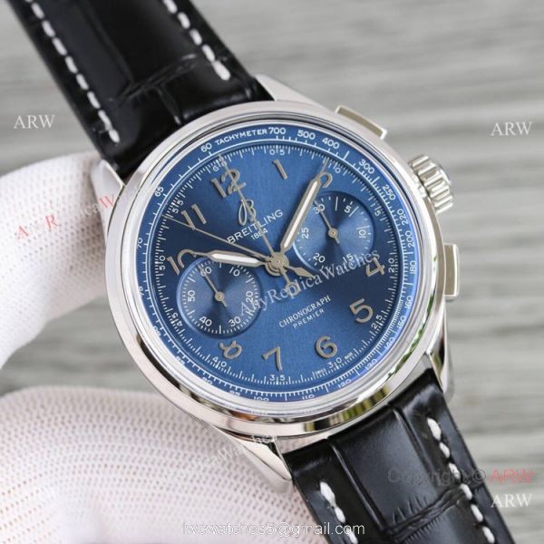 Swiss Copy Breitling Premier B15 Duograph Chronograph 42mm Watch A7750 Blue Face 5