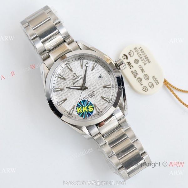 Swiss Quality Omega Aqua Terra 150m Citizen 8215 Watch Silver Wave Dial 5